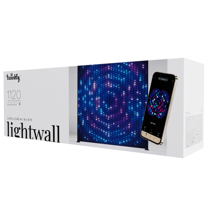 Twinkly - LED RGBW dimbar utomhus-juldraperi LIGHTWALL 1120xLED 2,6x2,7 m IP44 Wi‑Fi + musikdongel