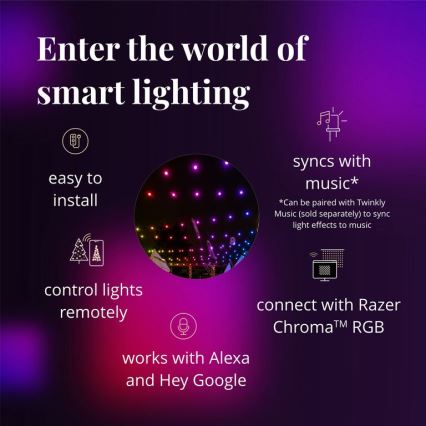 Twinkly - LED RGB Ljusreglerad utomhus Dekorativ slinga FESTOON 20xLED 14m IP44 Wi-Fi