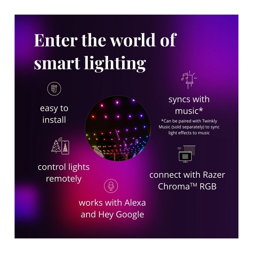 Twinkly - LED RGB Ljusreglerad utomhus Dekorativ slinga FESTOON 20xLED 14m IP44 Wi-Fi