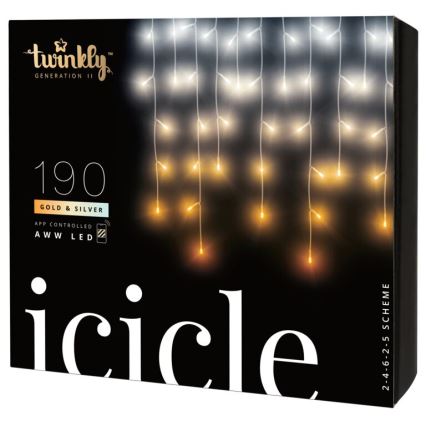 Twinkly - LED Ljusreglerad utomhus Julgardin ICICLE 190xLED 11,5m IP44 Wi-Fi