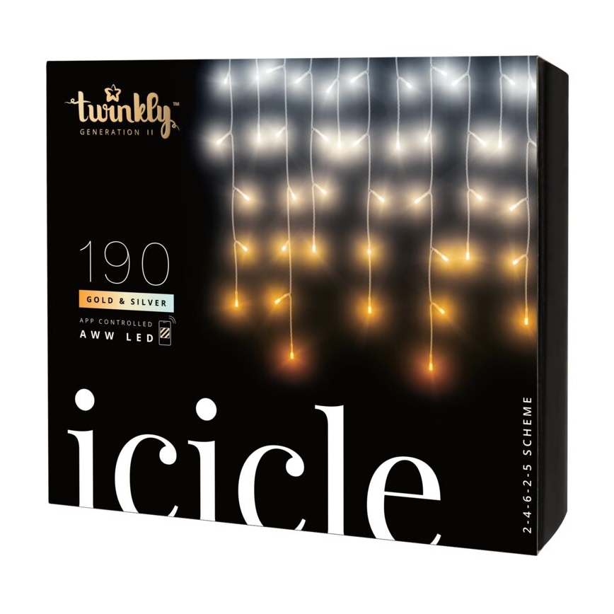 Twinkly - LED Ljusreglerad utomhus Julgardin ICICLE 190xLED 11,5m IP44 Wi-Fi