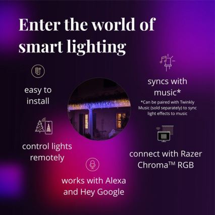 Twinkly - LED RGBW Ljusreglerad utomhus Julgardin ICICLE 190xLED 11,5m IP44 Wi-Fi