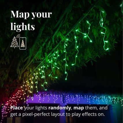 Twinkly - LED RGBW Ljusreglerad utomhus Julgardin ICICLE 190xLED 11,5m IP44 Wi-Fi