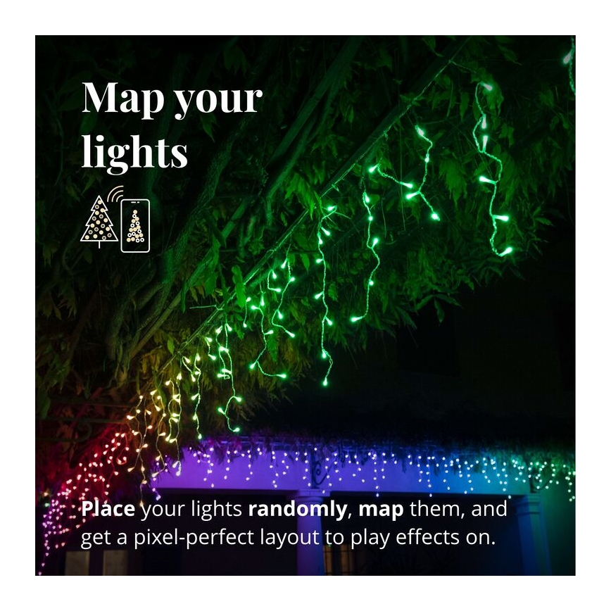 Twinkly - LED RGBW Ljusreglerad utomhus Julgardin ICICLE 190xLED 11,5m IP44 Wi-Fi