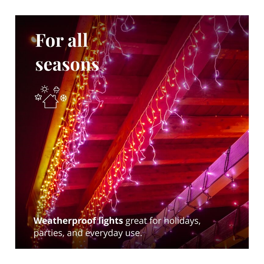 Twinkly - LED RGBW Ljusreglerad utomhus Julgardin ICICLE 190xLED 11,5m IP44 Wi-Fi