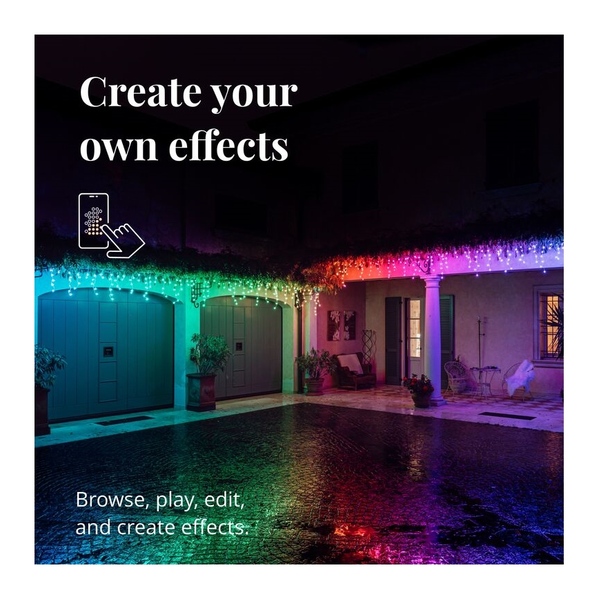 Twinkly - LED RGBW Ljusreglerad utomhus Julgardin ICICLE 190xLED 11,5m IP44 Wi-Fi