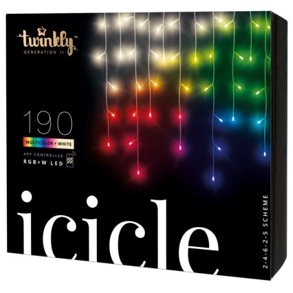 Twinkly - LED RGBW Ljusreglerad utomhus Julgardin ICICLE 190xLED 11,5m IP44 Wi-Fi