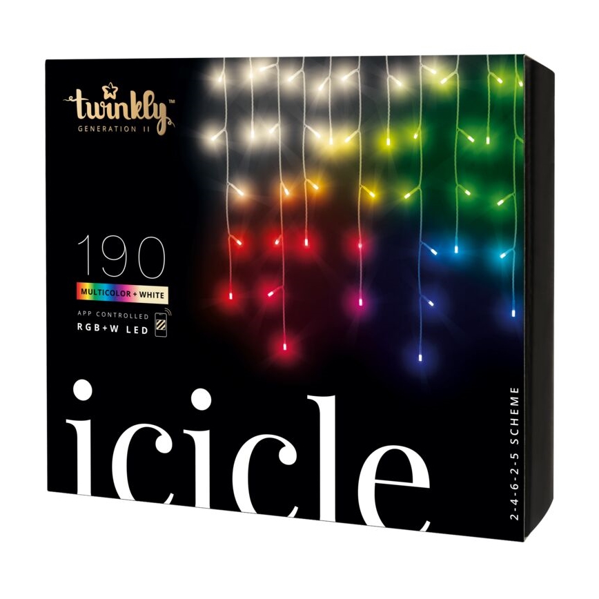 Twinkly - LED RGBW Ljusreglerad utomhus Julgardin ICICLE 190xLED 11,5m IP44 Wi-Fi