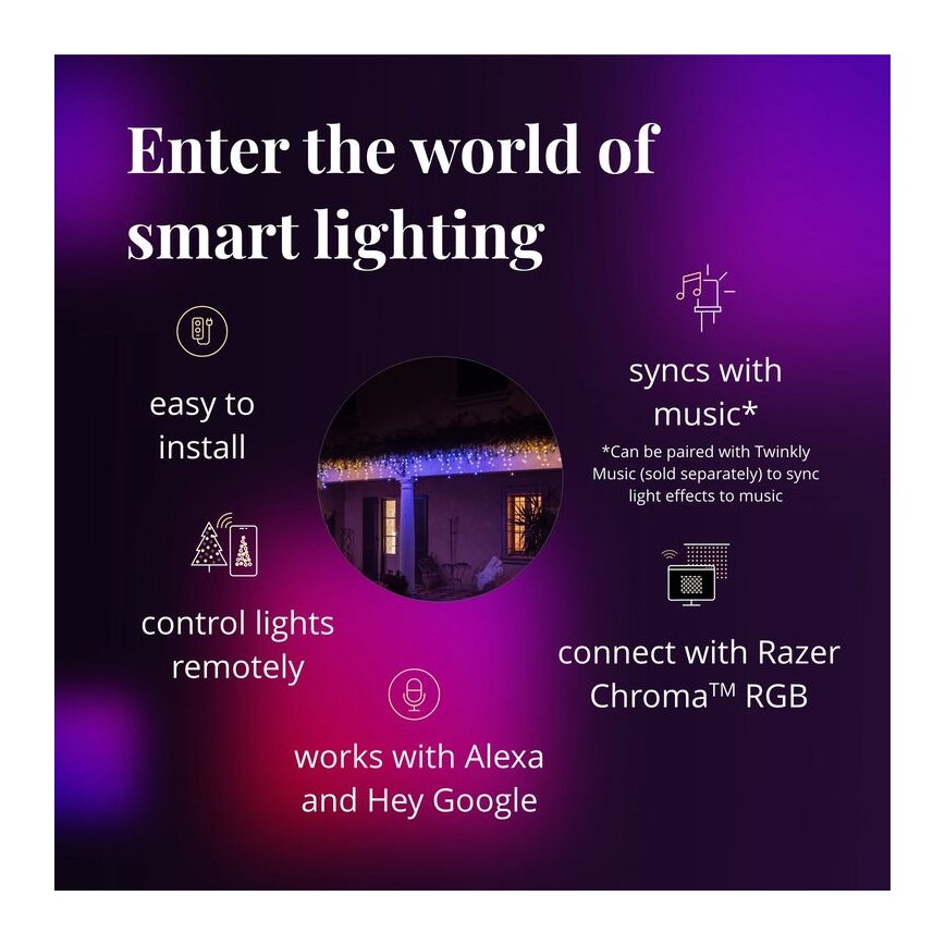 Twinkly - LED RGB Ljusreglerad utomhus Julgardin ICICLE 190xLED 11,5m IP44 Wi-Fi