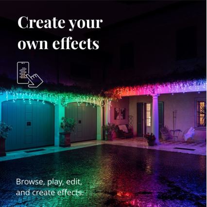 Twinkly - LED RGB Ljusreglerad utomhus Julgardin ICICLE 190xLED 11,5m IP44 Wi-Fi