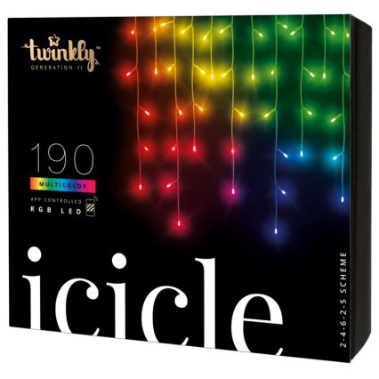 Twinkly - LED RGB Ljusreglerad utomhus Julgardin ICICLE 190xLED 11,5m IP44 Wi-Fi