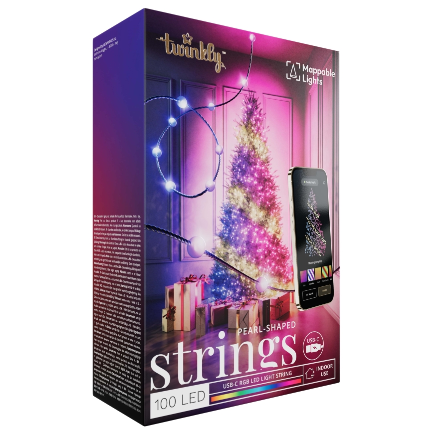 Twinkly - LED RGB Ljusreglerad Julkedja CANDIES 100xLED 8 m USB Wi-Fi