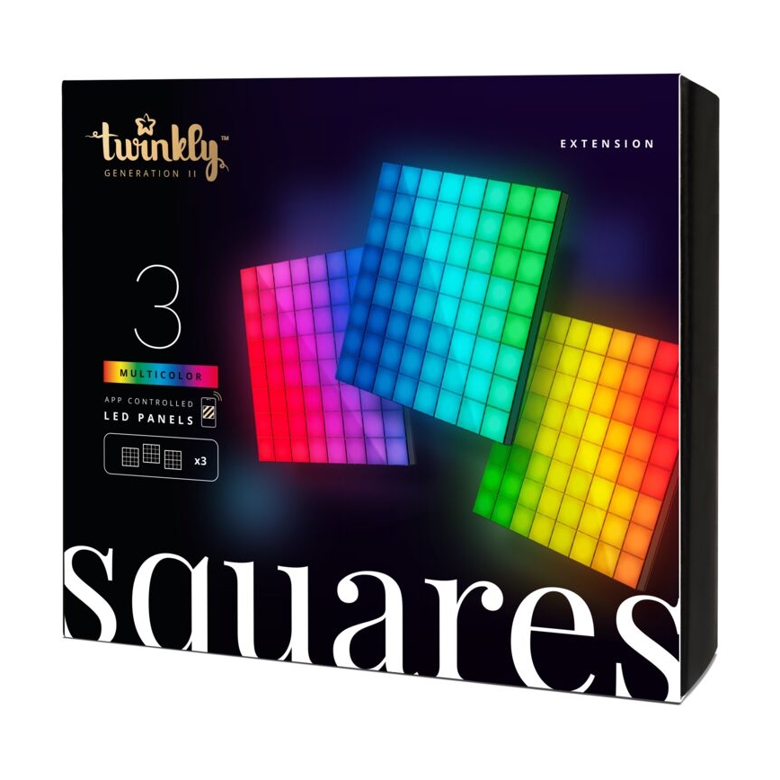 Twinkly - KIT 3xLED RGB Ljusreglerad panel SQUARES 64xLED 16x16 cm Wi-Fi