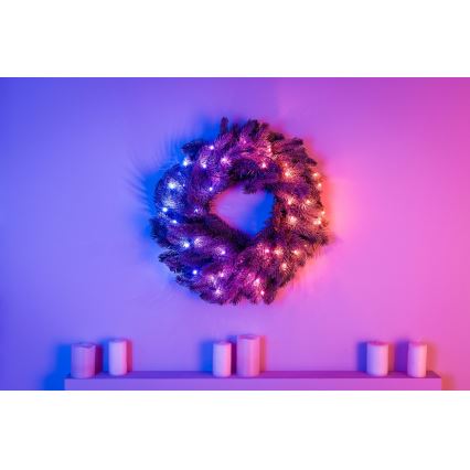Twinkly - LED RGB Ljusreglerad Julkrans PRE-LIT WREATH 50xLED diameter 61cm Wi-Fi