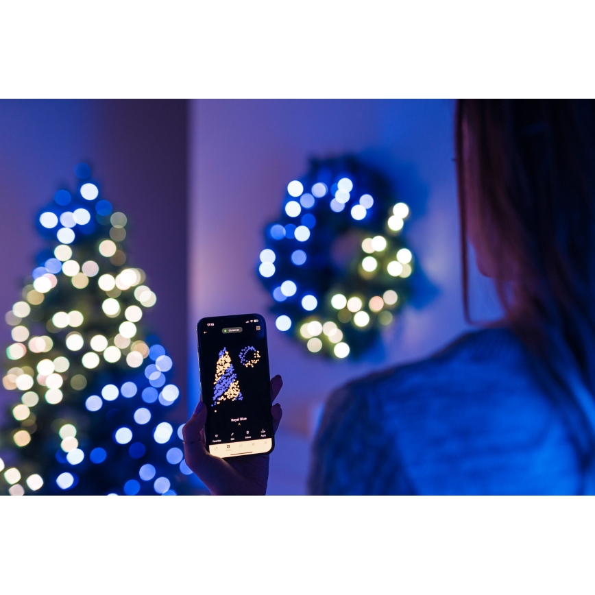 Twinkly - LED RGB Ljusreglerad Julkrans PRE-LIT WREATH 50xLED diameter 61cm Wi-Fi