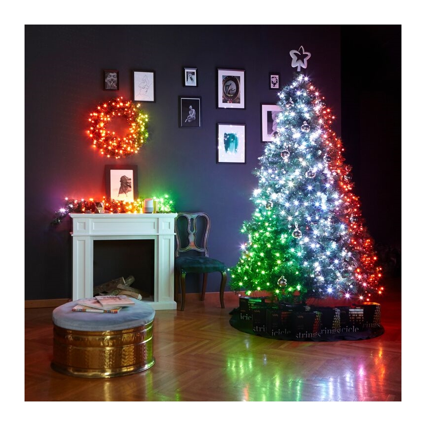Twinkly - LED RGB Ljusreglerad Julkrans PRE-LIT WREATH 50xLED diameter 61cm Wi-Fi