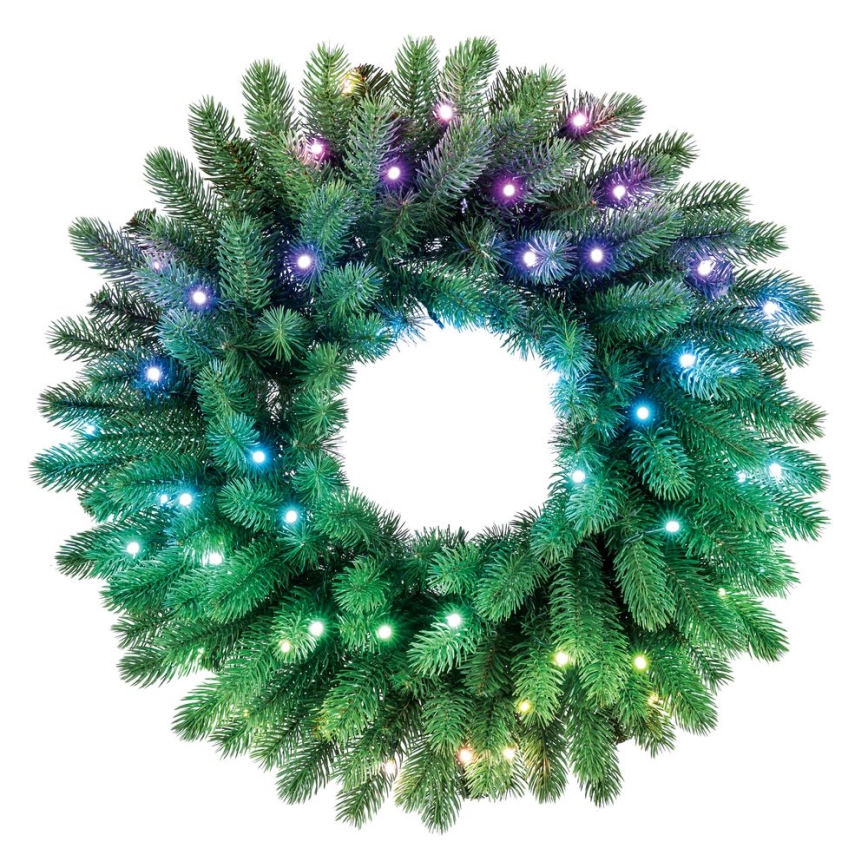 Twinkly - LED RGB Ljusreglerad Julkrans PRE-LIT WREATH 50xLED diameter 61cm Wi-Fi