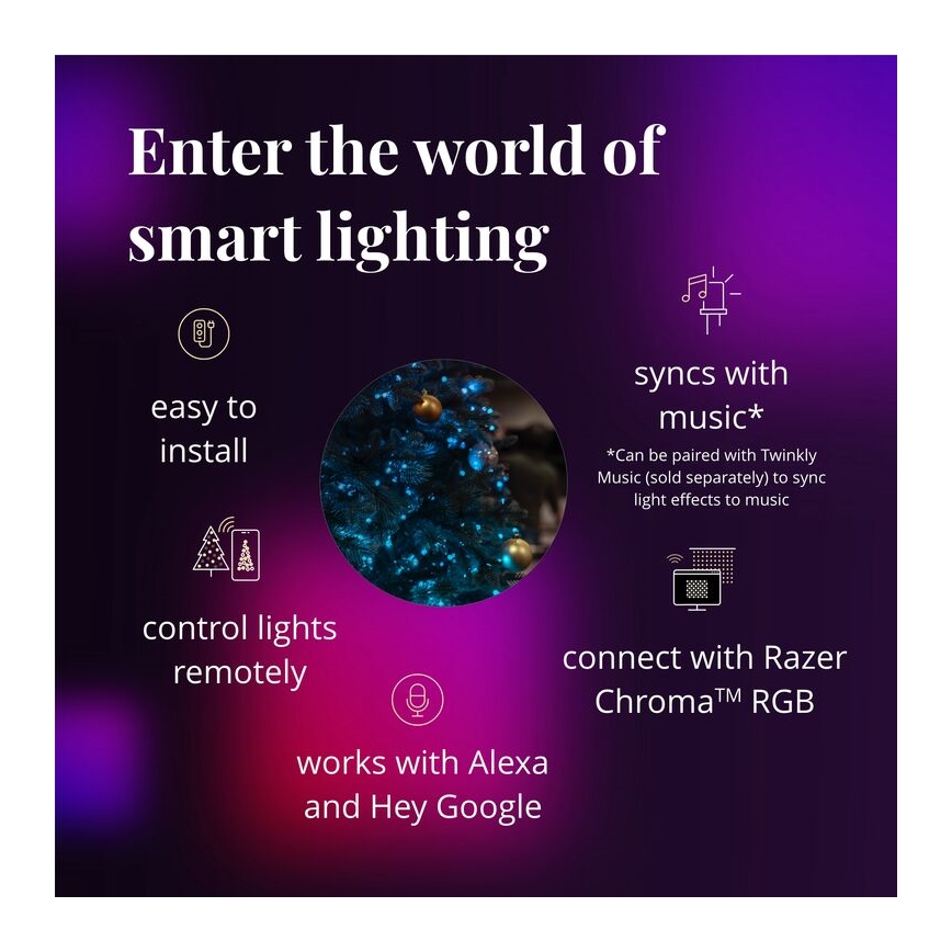 Twinkly - LED RGB Ljusreglerad Julkrans PRE-LIT WREATH 50xLED diameter 61cm Wi-Fi