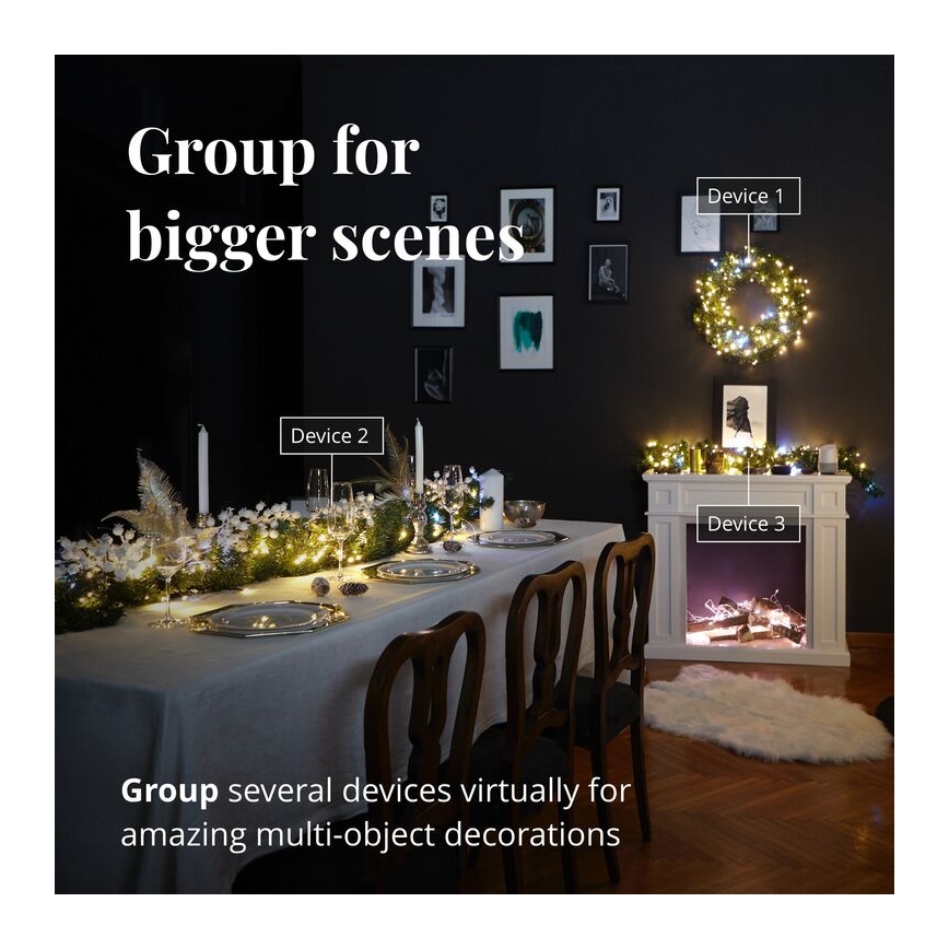 Twinkly - LED RGB Ljusreglerad Julkrans PRE-LIT WREATH 50xLED diameter 61cm Wi-Fi
