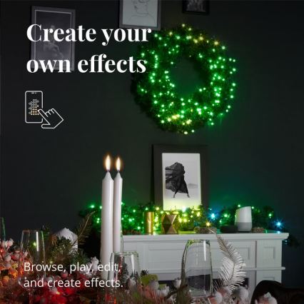 Twinkly - LED RGB Ljusreglerad Julkrans PRE-LIT WREATH 50xLED diameter 61cm Wi-Fi