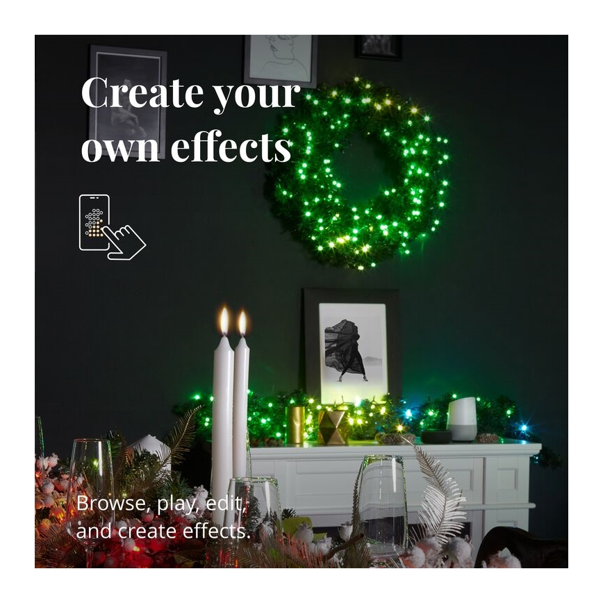 Twinkly - LED RGB Ljusreglerad Julkrans PRE-LIT WREATH 50xLED diameter 61cm Wi-Fi