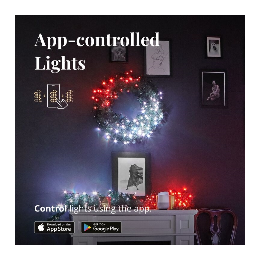 Twinkly - LED RGB Ljusreglerad Julkrans PRE-LIT WREATH 50xLED diameter 61cm Wi-Fi