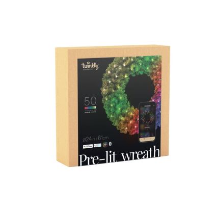 Twinkly - LED RGB Ljusreglerad Julkrans PRE-LIT WREATH 50xLED diameter 61cm Wi-Fi