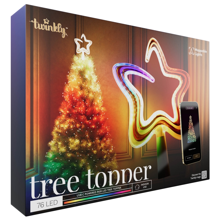 Twinkly - LED RGB Ljusreglerad Jul stjärna TREE TOPPER 76xLED USB Wi-Fi