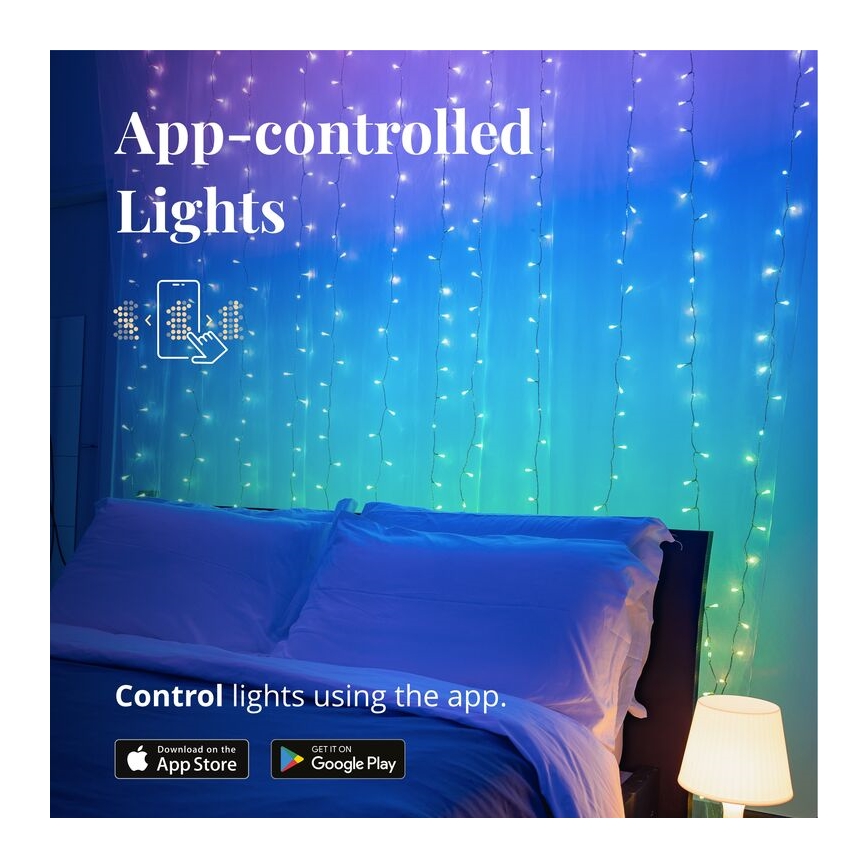 Twinkly - LED RGBW Ljusreglerad utomhus Julgardin CURTAIN 210xLED 6,1m IP44 Wi-Fi