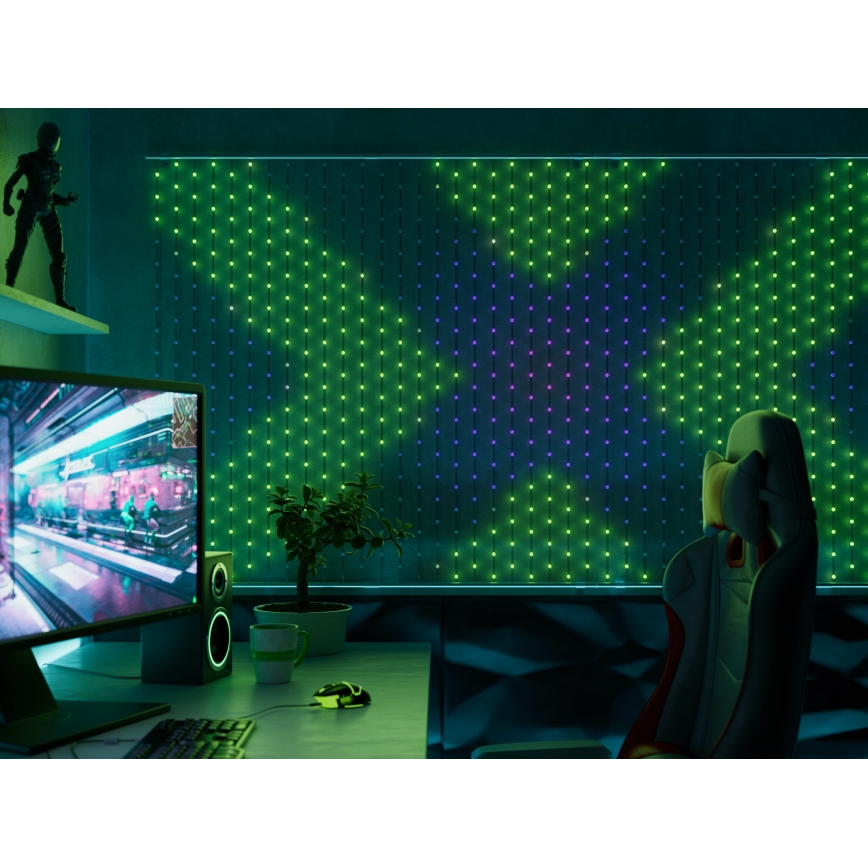 Twinkly - LED RGB Ljusreglerad Julgardin MATRIX 480xLED 1x1 m Wi-Fi