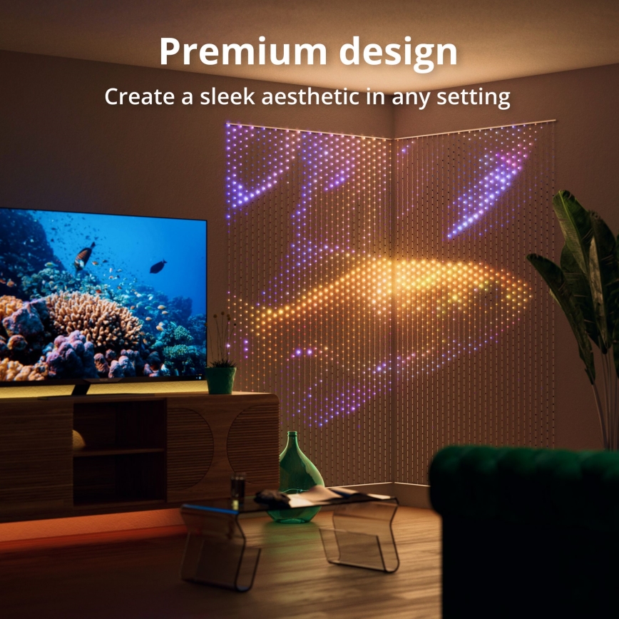 Twinkly - LED RGB Ljusreglerad Julgardin MATRIX 480xLED 1x1 m Wi-Fi