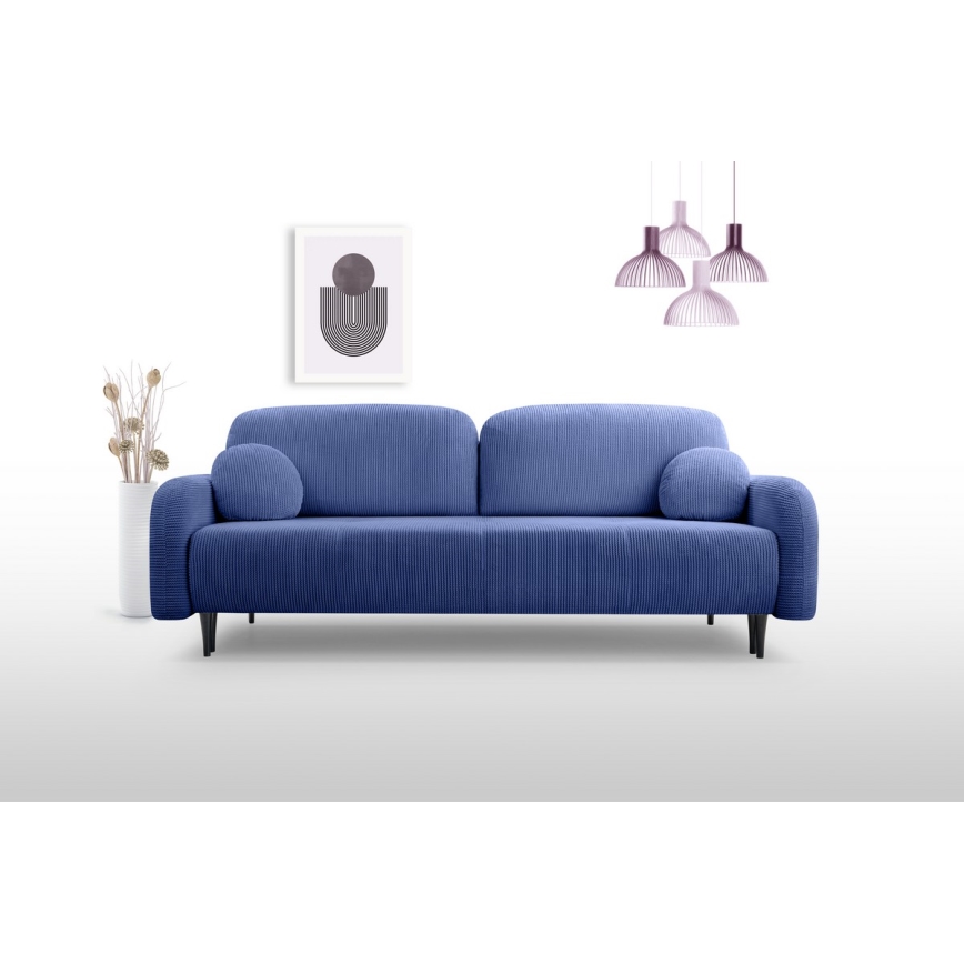 Tyg 3-sits bäddsoffa CLOUDY blå