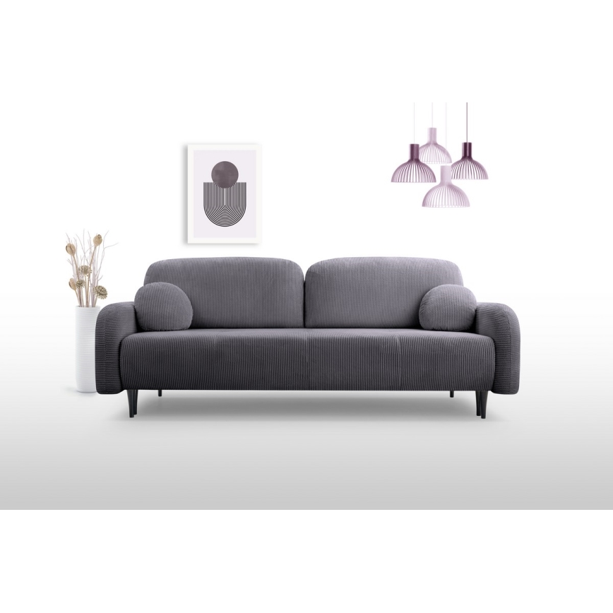 Tyg 3-sits bäddsoffa CLOUDY grå