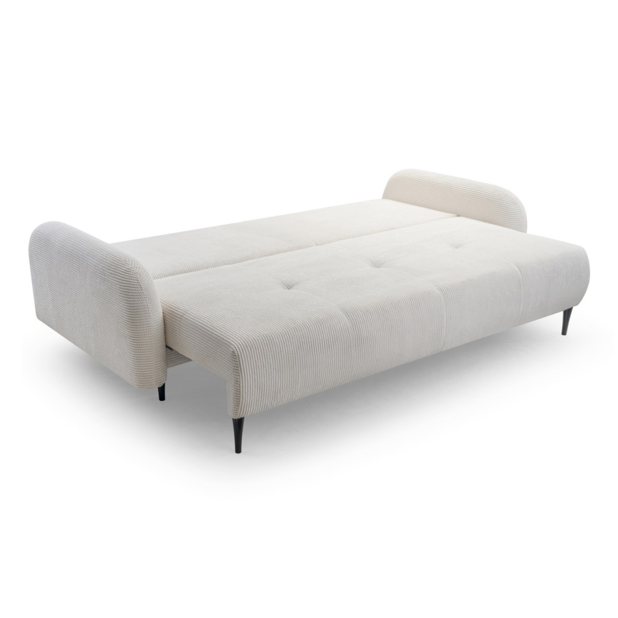 Tyg 3-sits bäddsoffa CLOUDY grädde