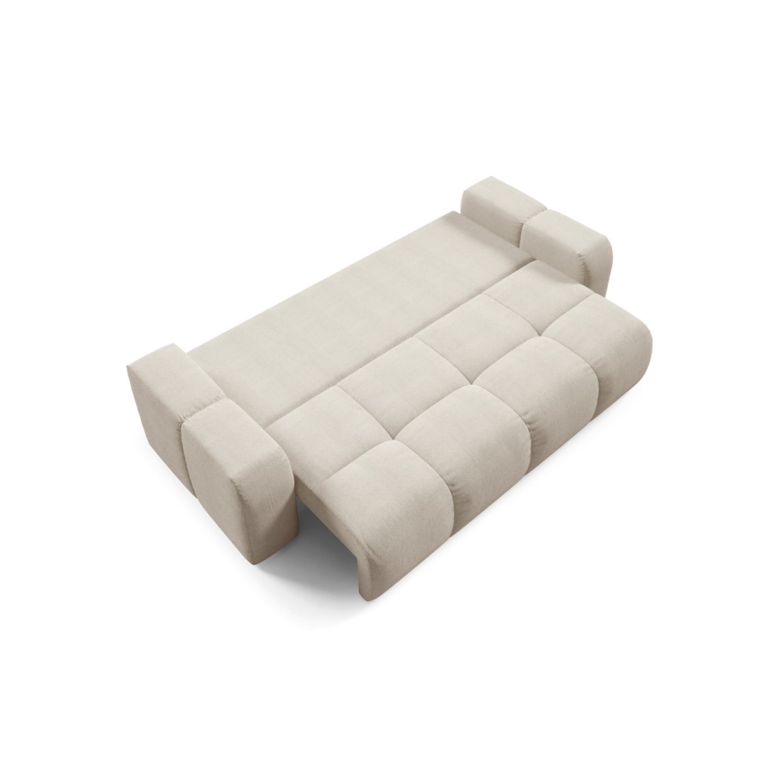 Tyg 3-sits bäddsoffa med förvaringsutrymme ALMADA beige