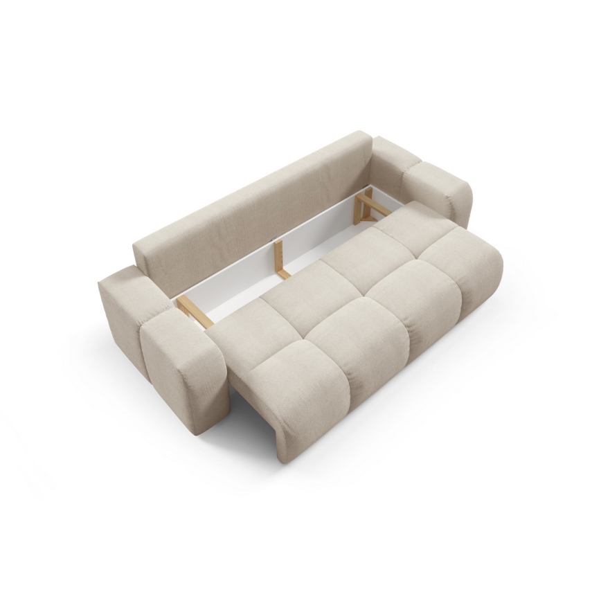 Tyg 3-sits bäddsoffa med förvaringsutrymme ALMADA beige