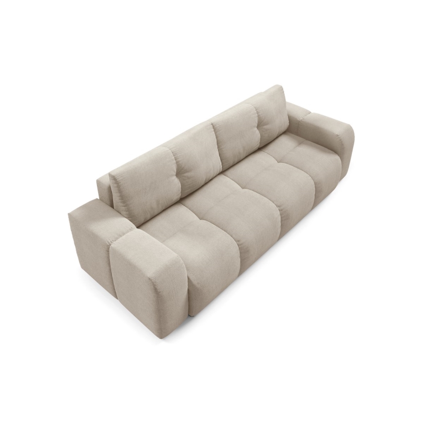Tyg 3-sits bäddsoffa med förvaringsutrymme ALMADA beige