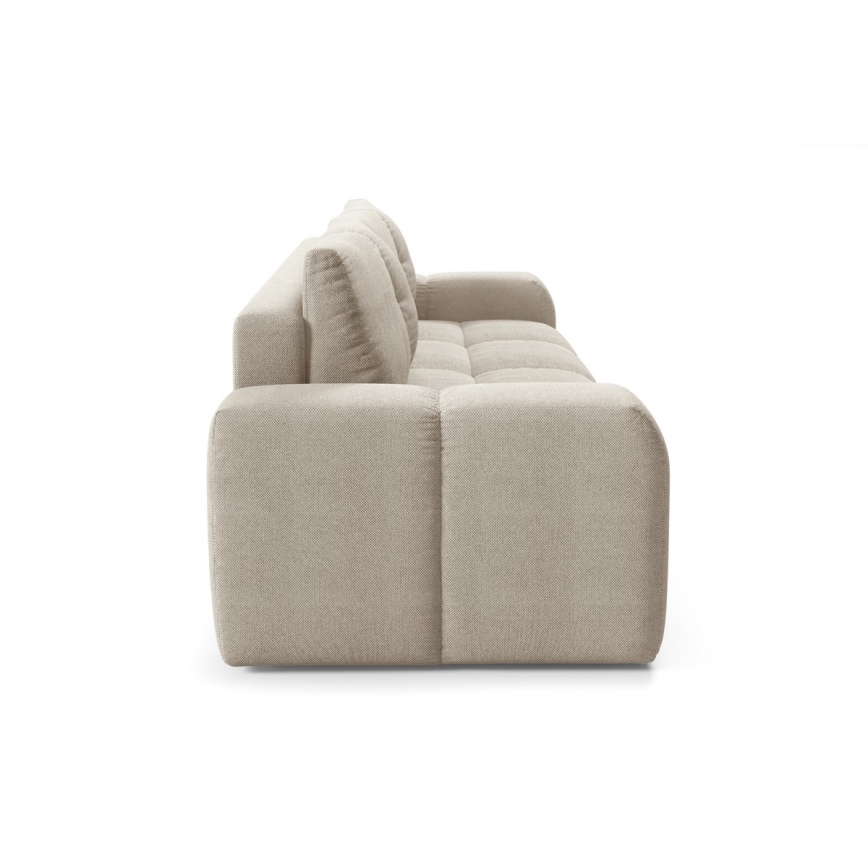 Tyg 3-sits bäddsoffa med förvaringsutrymme ALMADA beige