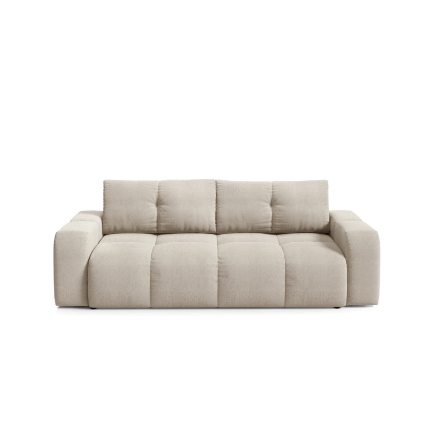 Tyg 3-sits bäddsoffa med förvaringsutrymme ALMADA beige