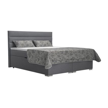 Upphöjd säng med förvaringsutrymme och madrasser med bäddmadrass NEW BOLERO 180x200 cm grå