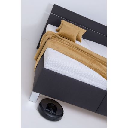 Tygklädd säng ALIS 160x200 cm med madrass och förvaring, antracit