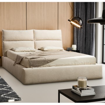 Tygklädd säng BASIL 160x200 cm utan madrass, beige
