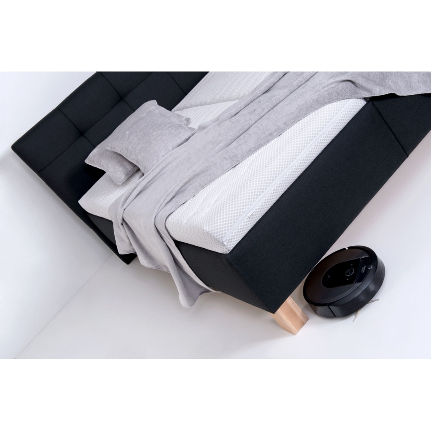 Tygklädd säng MARIA 180x200 cm med madrass och förvaring, antracit