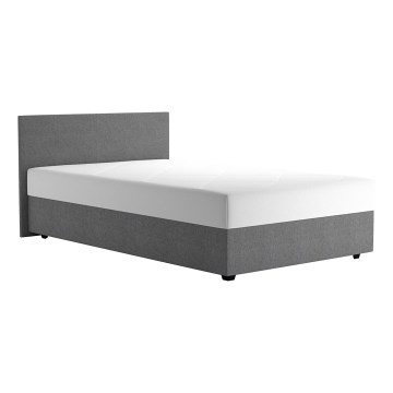 Tygklädd säng med förvaring och madrass DARIA 120x200 cm grå