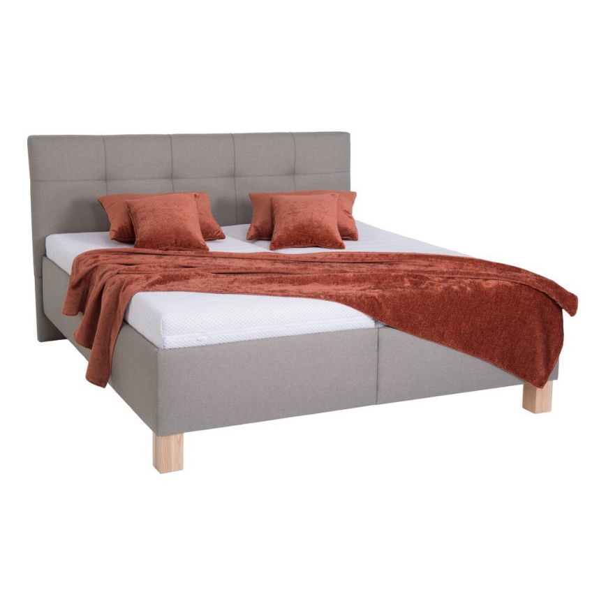 Tygklädd säng med förvaring utan madrass MARIA 180x200 cm taupe