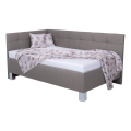 Tygklädd säng med förvaring utan madrass MARIA PETITE 120x200 cm taupe