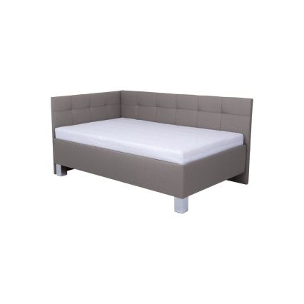 Tygklädd säng med förvaring utan madrass MARIA PETITE 120x200 cm taupe