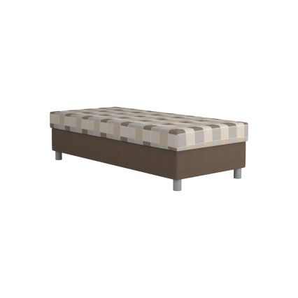 Tygklädd säng med förvaringsutrymme och madrass GEORGE 90x200 cm brun
