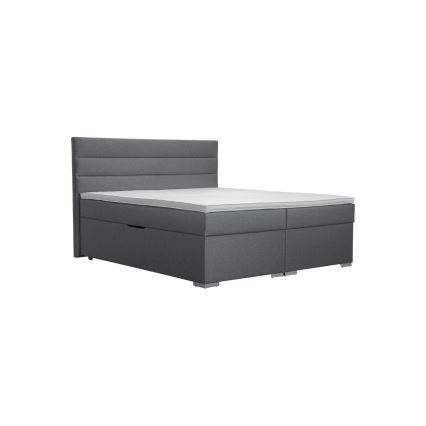 NEW BOLERO 180x200 cm – tygklädd säng med förvaringsutrymme samt madrasser och bäddmadrasser, grå