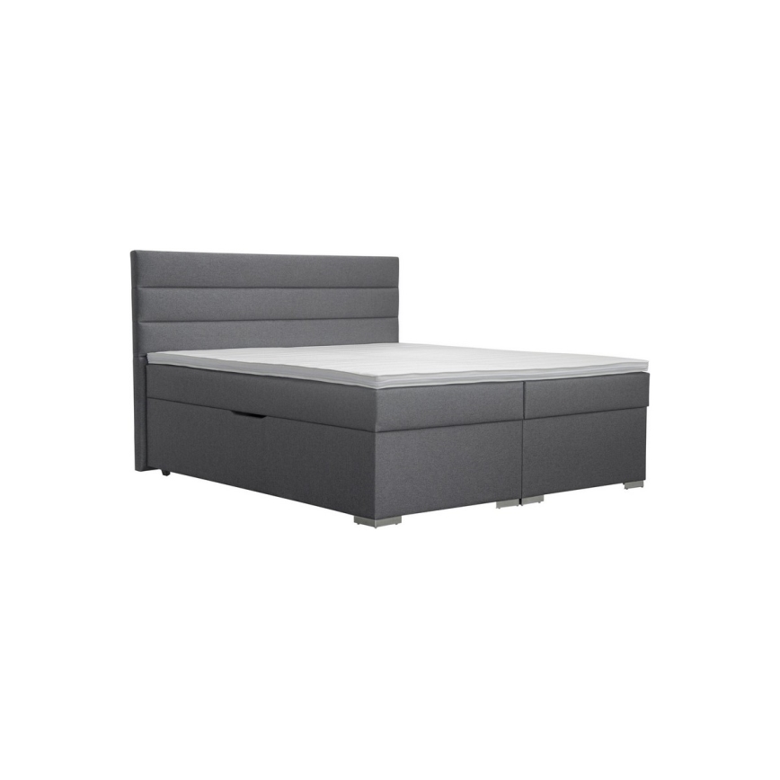 NEW BOLERO 180x200 cm – tygklädd säng med förvaringsutrymme samt madrasser och bäddmadrasser, grå